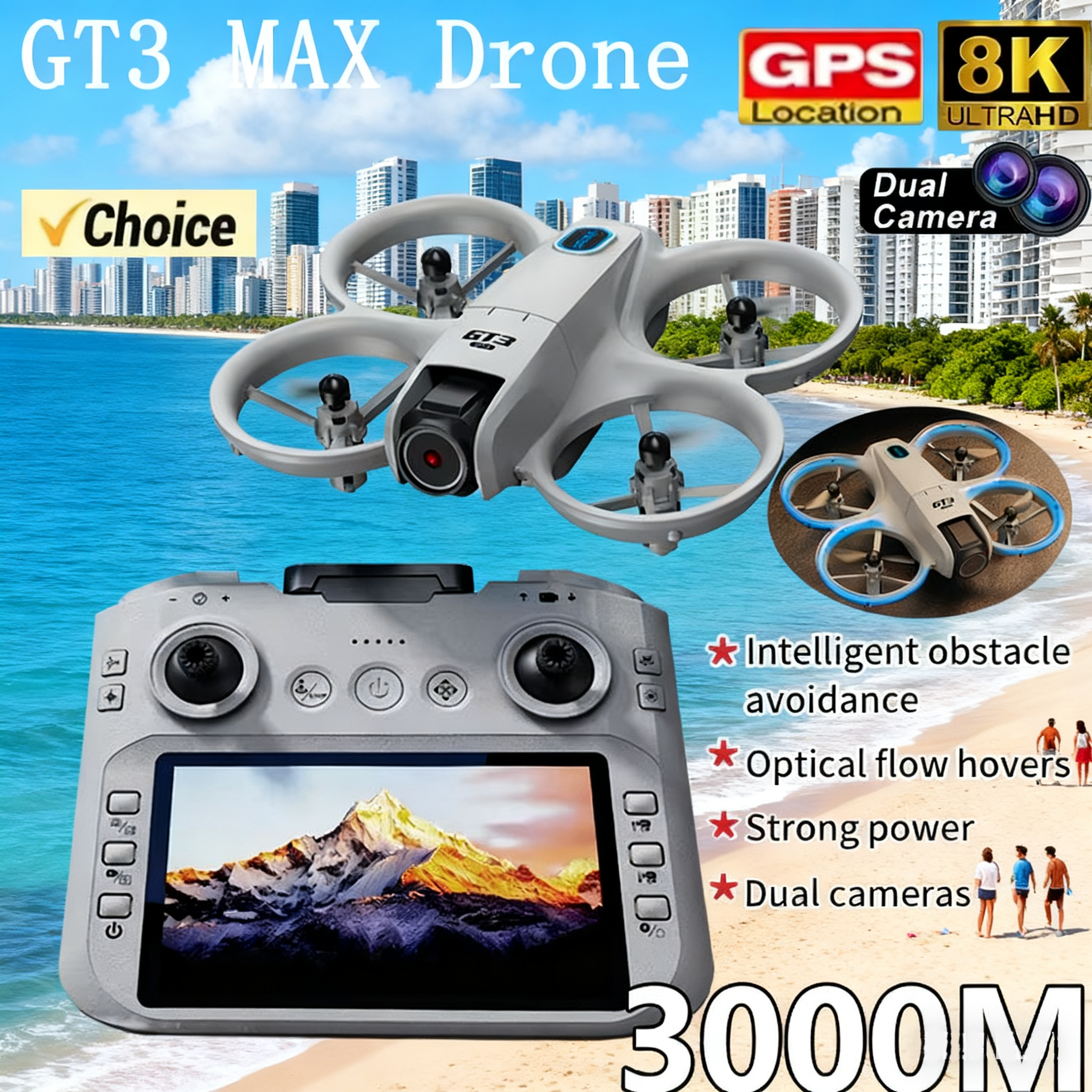 Drone Gimbal 3 Axis - NEW GT3 Drone with HD Dual